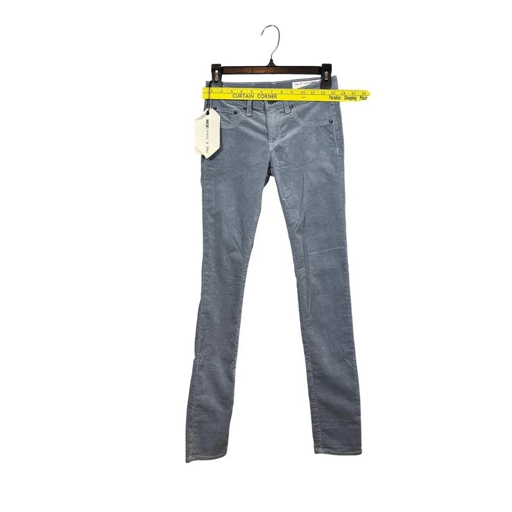 NWT Rag & Bone Skinny Jeans, Steel Blue Velvet, Size 25 - Picture 4 of 11